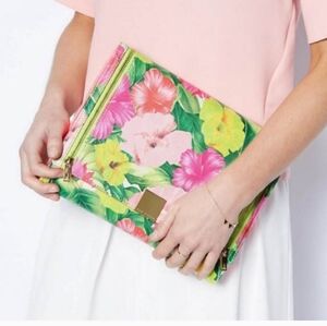 Ted Baker Macia Floral Zip Clutch Bag Pink Green Tropical Hawaiian Barbie